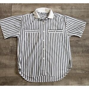Vintage Reed Hunter Shirt Mens‎ Large White Black Striped Collar Pocket